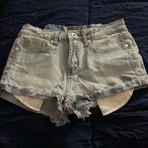 Shortie distressed jean shorts